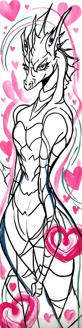 Free dragon bookmark featuring a sketch-style dragon